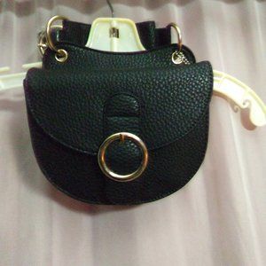 Kiss Me Couture Saddle Vegan Leather Crossbody Black Adj Strap NWT fr Nordstroms